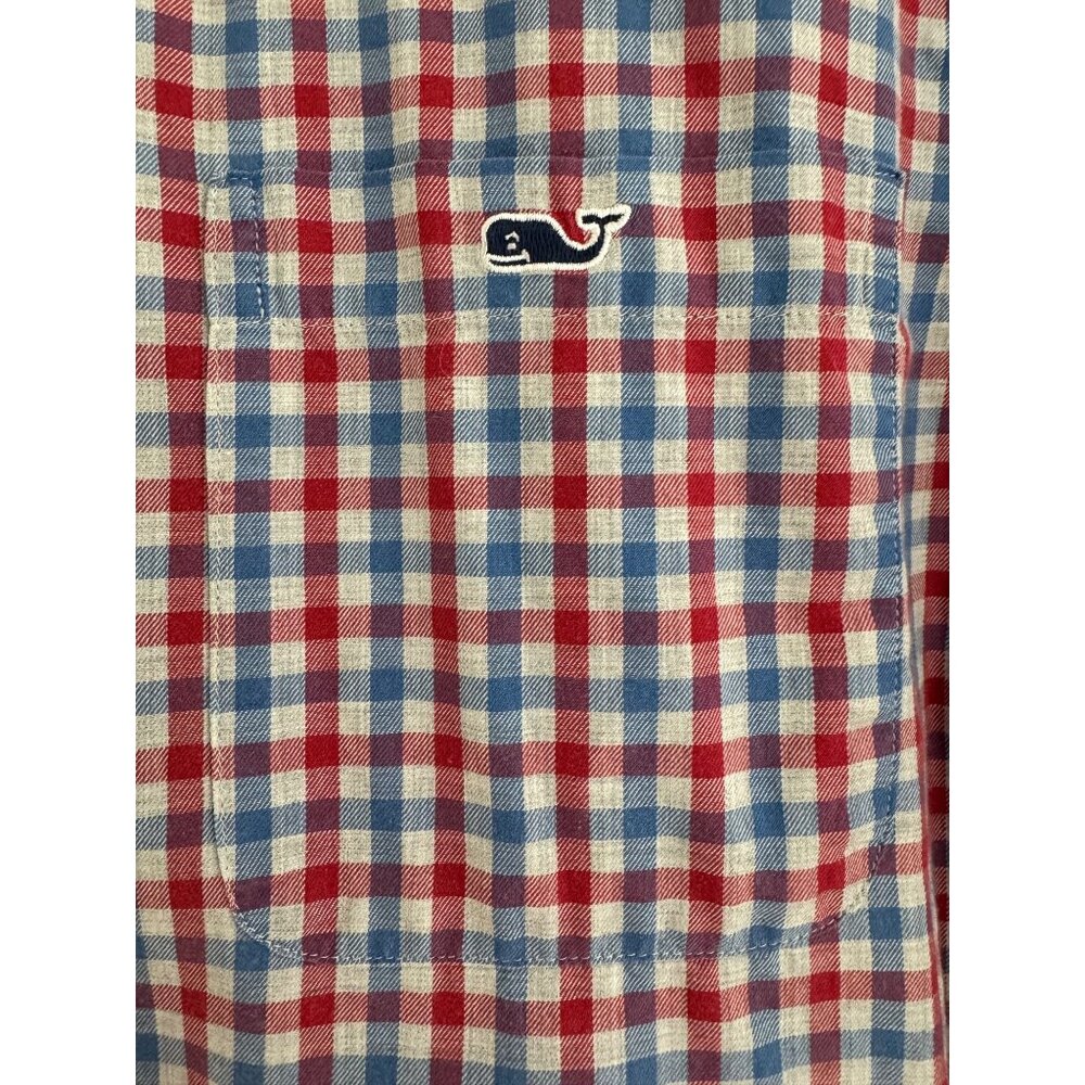 Vineyard Vines‎ Red Blue Check Gingham Preppy Slim Fit Tucker Shirt Size M Whale - Picture 7 of 9
